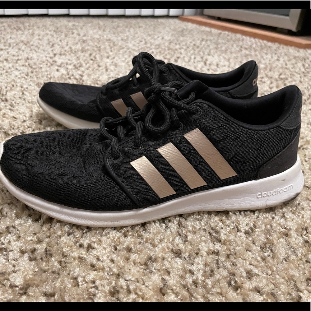 Black and Gold Adidas Cloudfoam Shoes